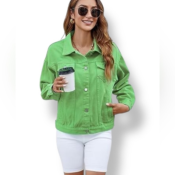 Tudor Court Green Denim Trucker Jacket Solid Color Jean Jacket Size XL NWOT - Picture 3 of 14